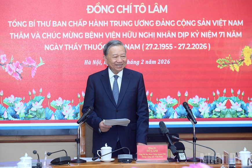Phát biểu của Tổng Bí thư Tô Lâm đến thăm, chúc mừng cán bộ, bác sĩ, nhân viên y tế Bệnh viện Hữu nghị