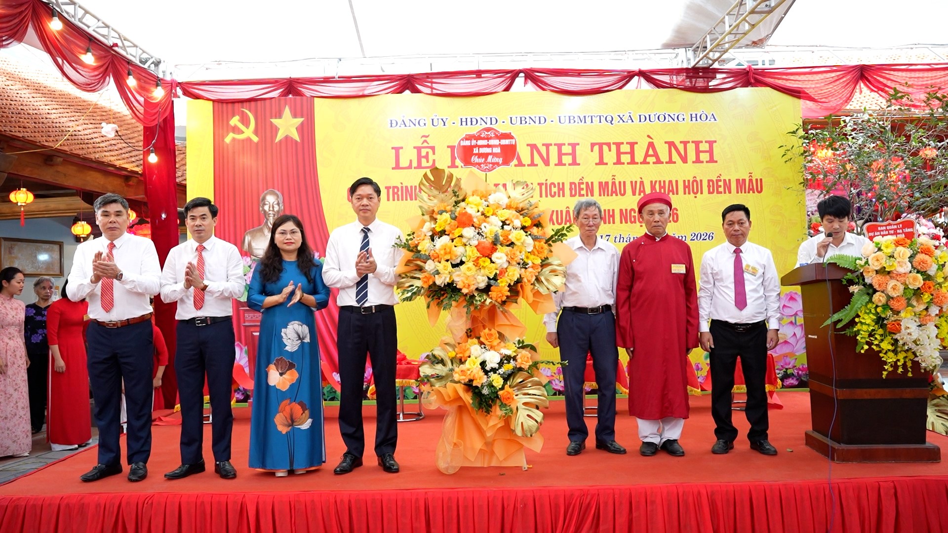 Xã Dương Hòa khánh thành tu bổ Đền Mẫu Quế Dương, khai hội xuân Bính Ngọ 2026 đậm đà bản sắc văn hóa