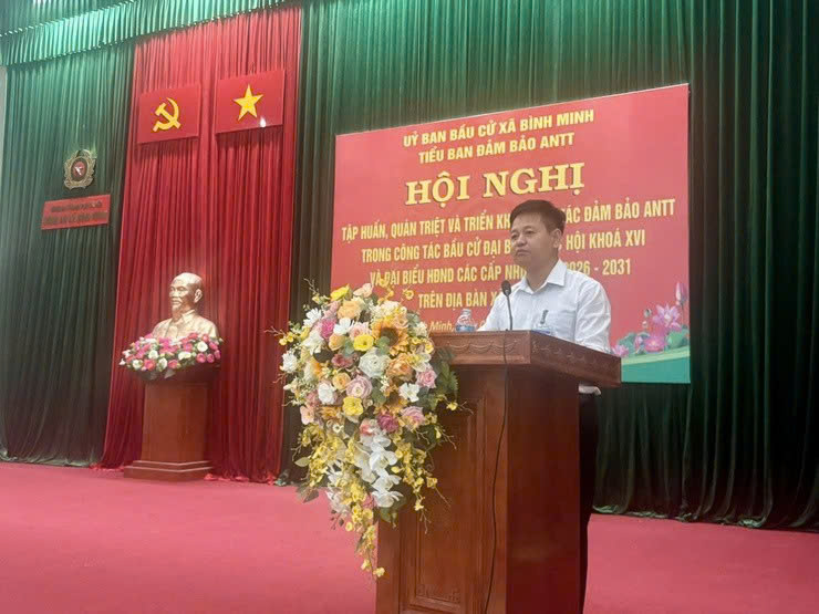Công an xã Bình Minh siết chặt phương án bảo đảm an ninh trật tự phục vụ bầu cử nhiệm kỳ 2026-2031