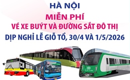 Hà Nội miễn phí vé xe buýt và đường sắt đô thị dịp nghỉ Lễ Giỗ Tổ, 30-4 và 1-5-2026