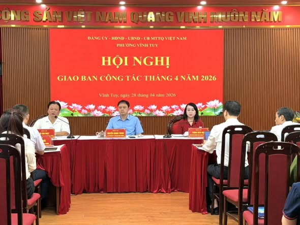 Phường Vĩnh Tuy tăng cường phối hợp 4 trục, siết kỷ cương điều hành nhiệm vụ tháng 4-2026