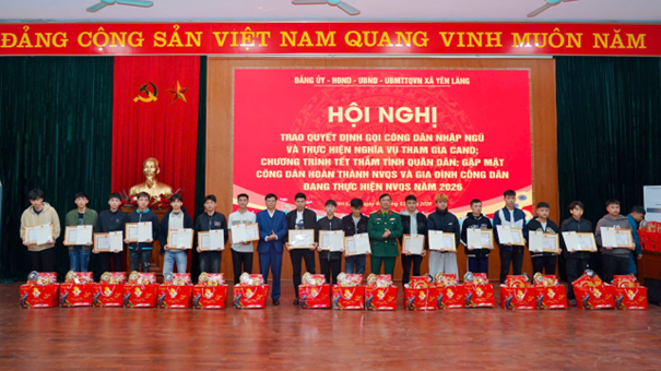 Xã Yên Lãng trao quyết định nhập ngũ, lan tỏa nghĩa tình quân dân trước ngày lên đường năm 2026