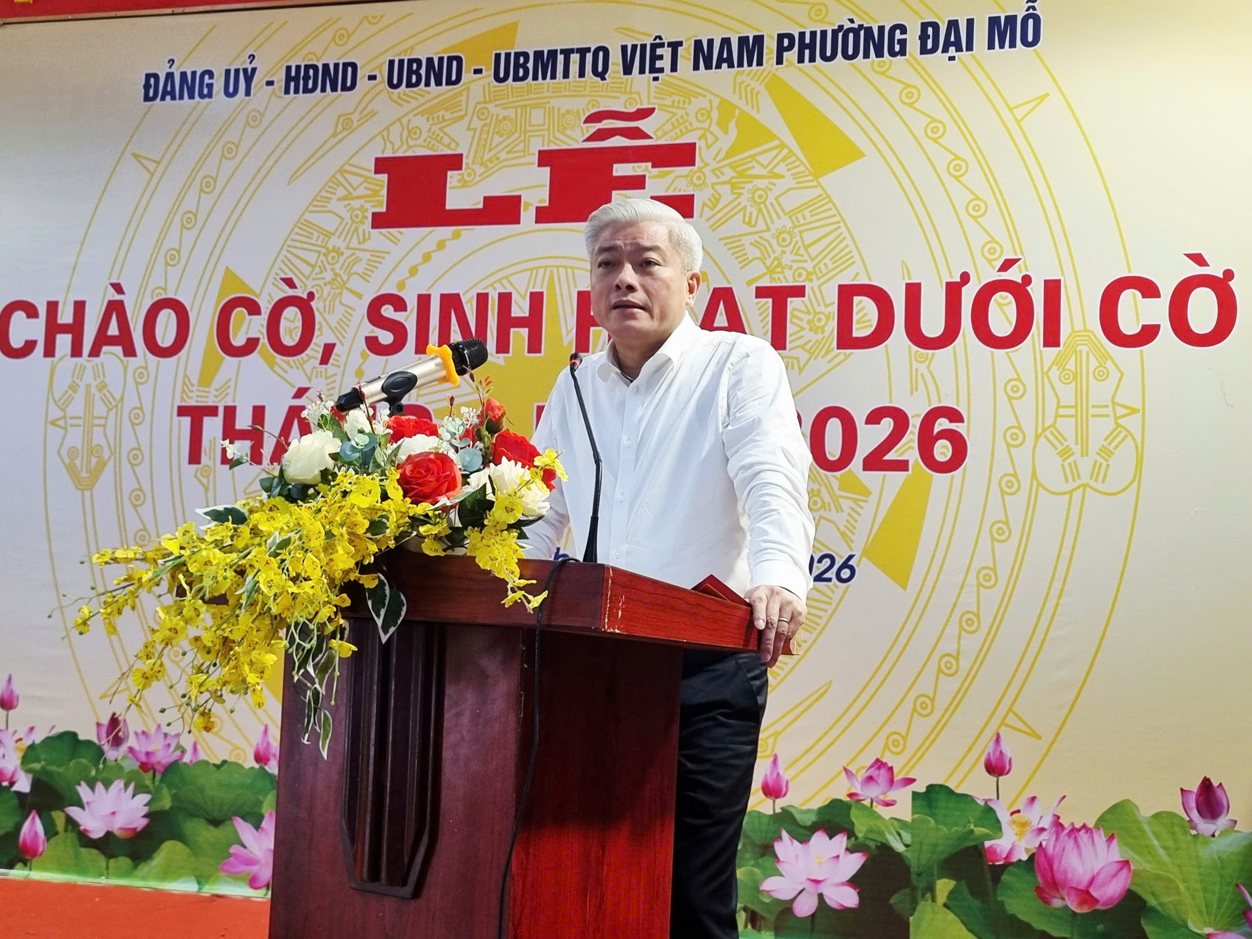 Phường Đại Mỗ nâng cao chất lượng sinh hoạt dưới cờ, siết chặt kỷ cương, quyết liệt triển khai nhiệm vụ quý II-2026