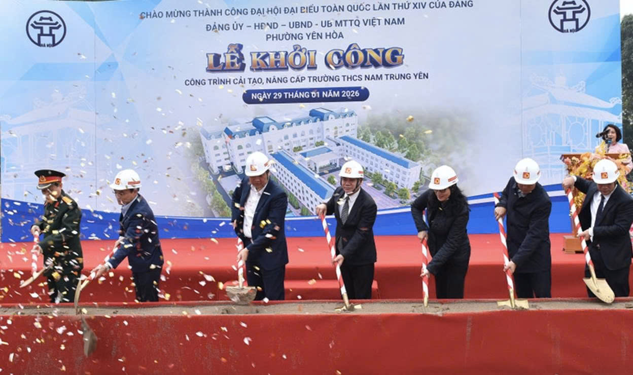 Phường Yên Hòa: Khởi công nâng cấp Trường THCS Nam Trung Yên, thúc đẩy hạ tầng giáo dục hiện đại