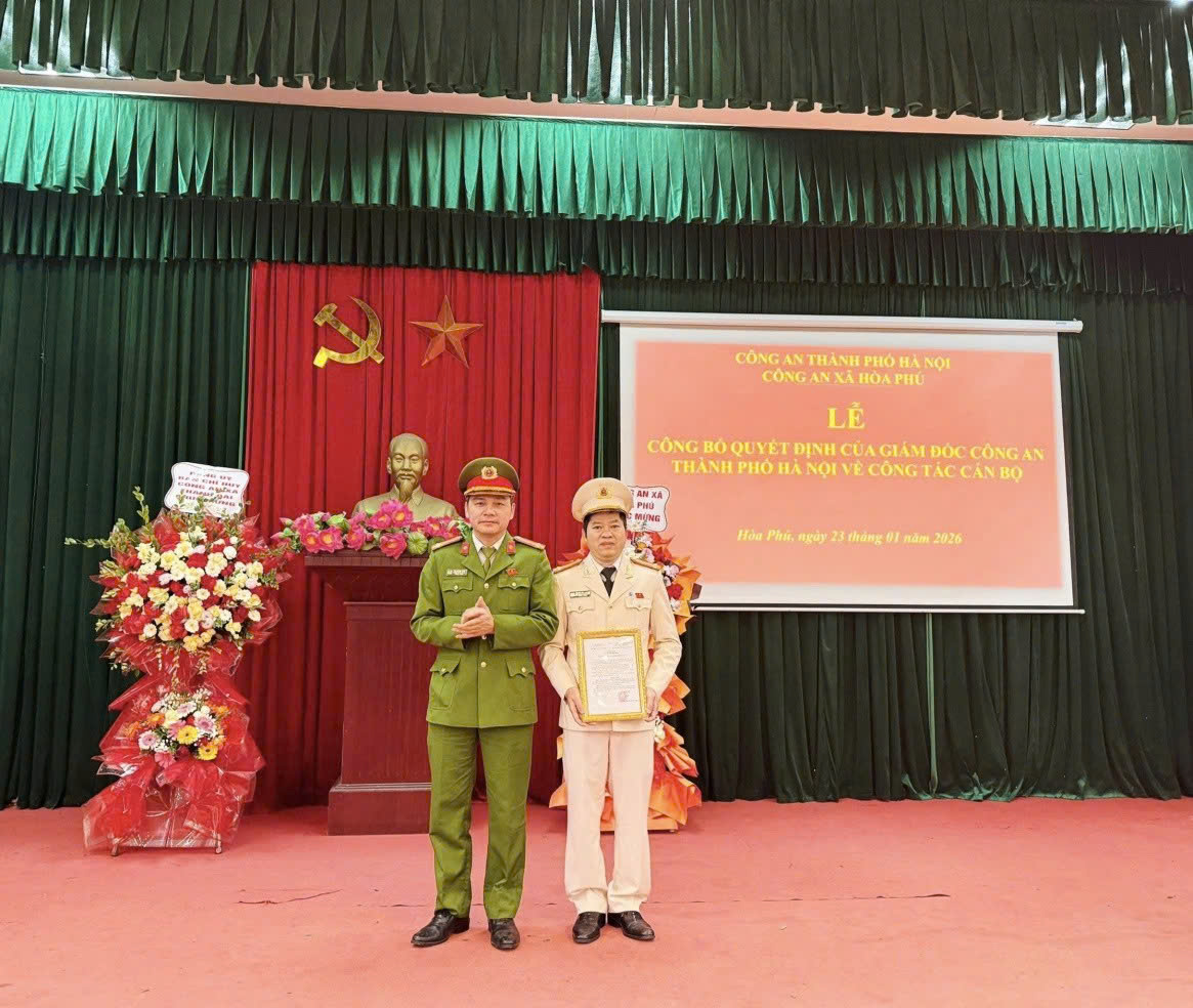 Công an xã Hoà Phú kiện toàn lãnh đạo, bổ nhiệm Phó Trưởng Công an xã mới