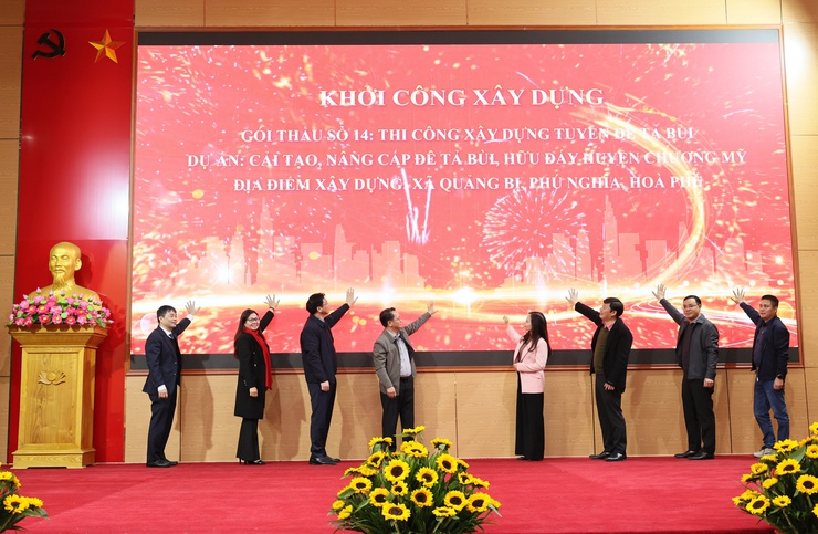 UBND xã Quảng Bị khởi công gói thầu số 14 nâng cấp đê Tả Bùi thuộc Dự án cải tạo, nâng cấp đê Tả Bùi - Hữu Đáy