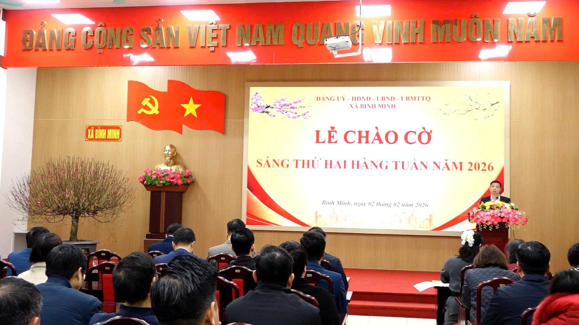 Xã Bình Minh triển khai đồng bộ nhiệm vụ đầu năm, tạo khí thế mới sau lễ chào cờ tháng 02-2026