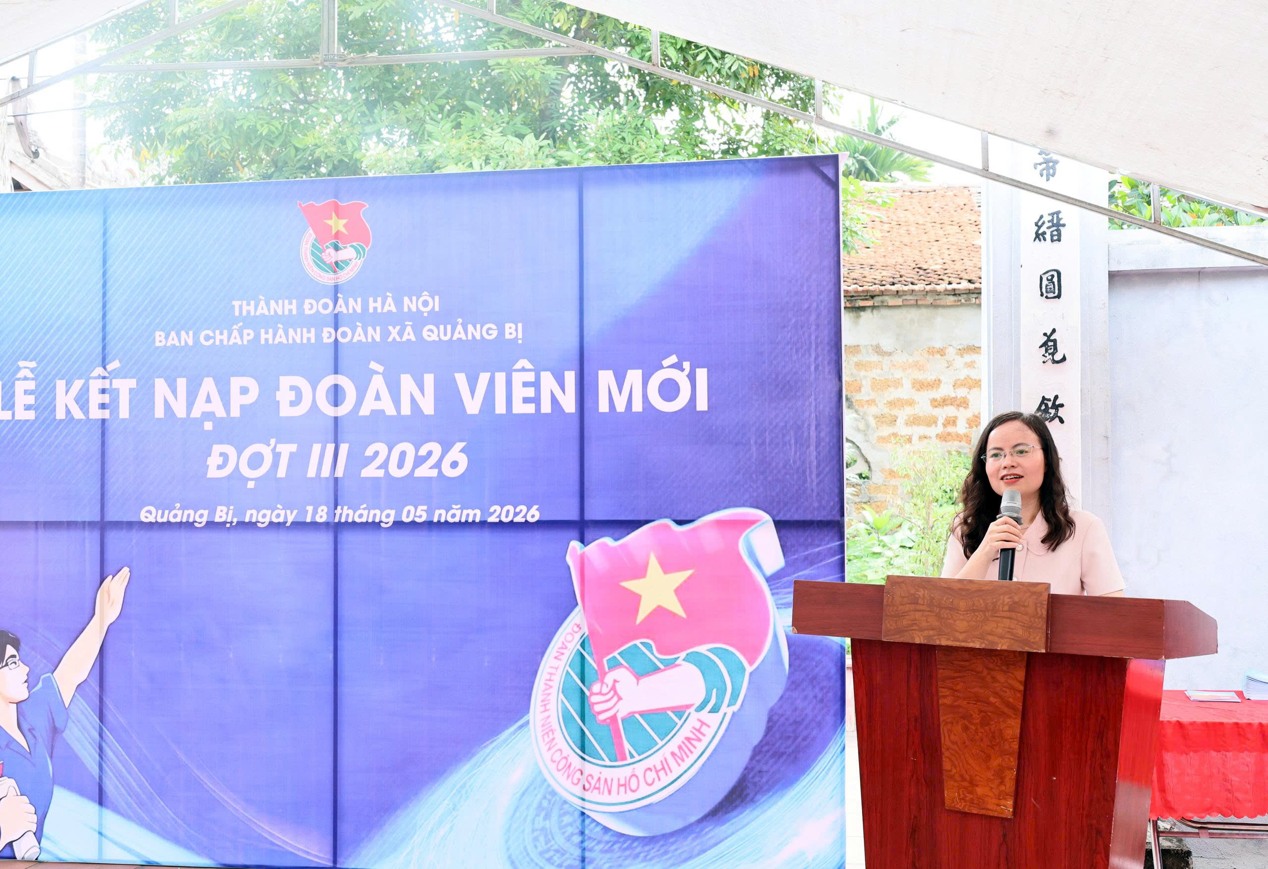 Xã Quảng Bị kết nạp 160 đoàn viên mới tại địa chỉ đỏ Văn chỉ Đặng Ma La