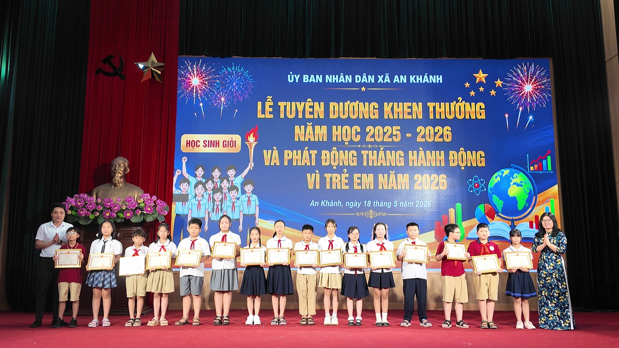 Xã An Khánh tuyên dương 121 học sinh, giáo viên tiêu biểu năm học 2025-2026