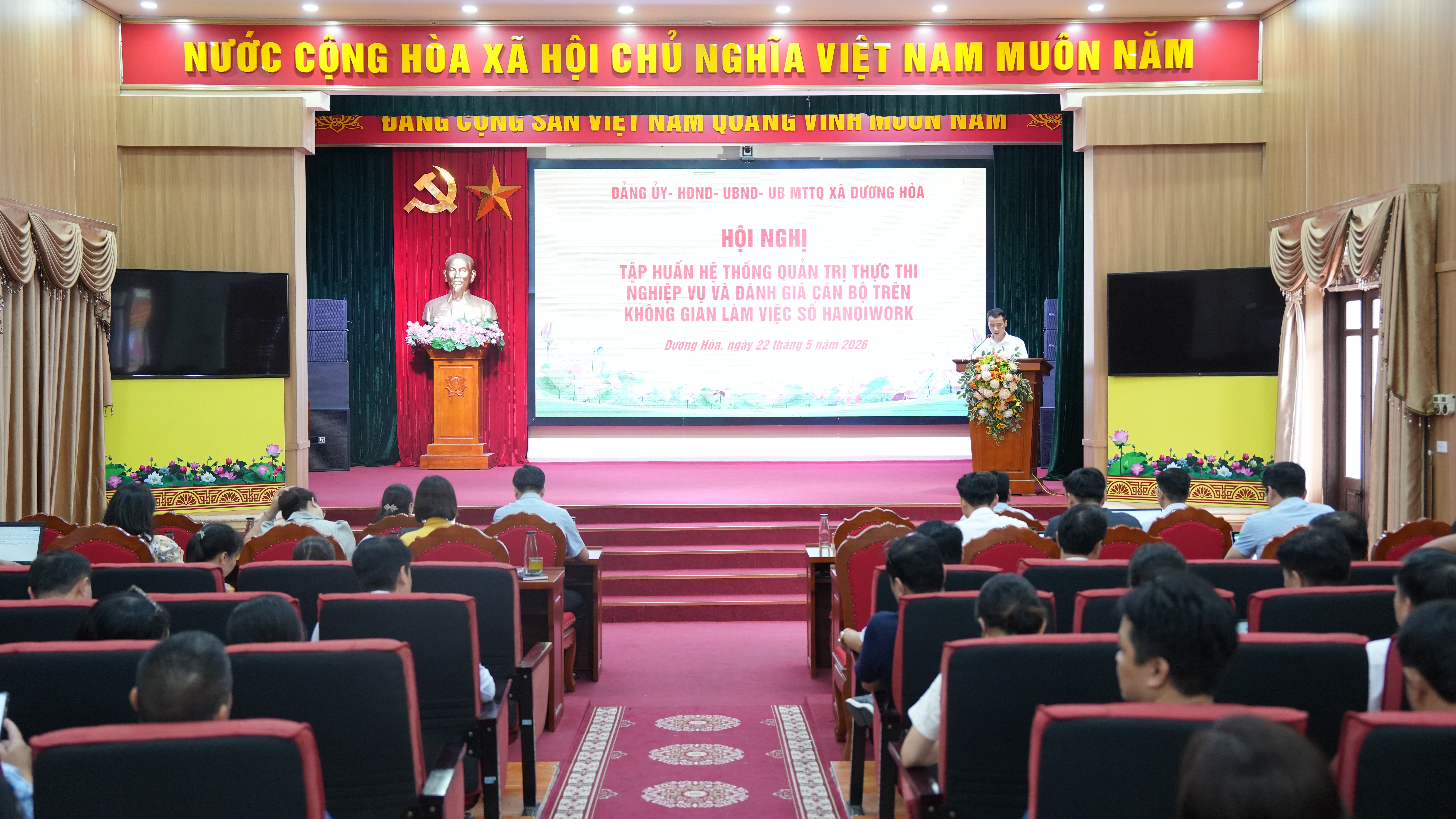 Xã Dương Hòa đẩy mạnh chuyển đổi số, triển khai HanoiWork và quản trị công việc theo OKR/KPI