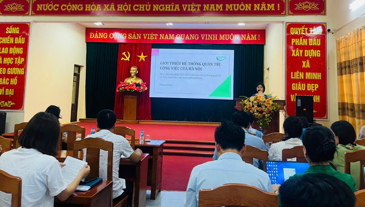 Xã Liên Minh đẩy mạnh chuyển đổi số trong quản trị công việc và đánh giá cán bộ trên nền tảng HanoiWork