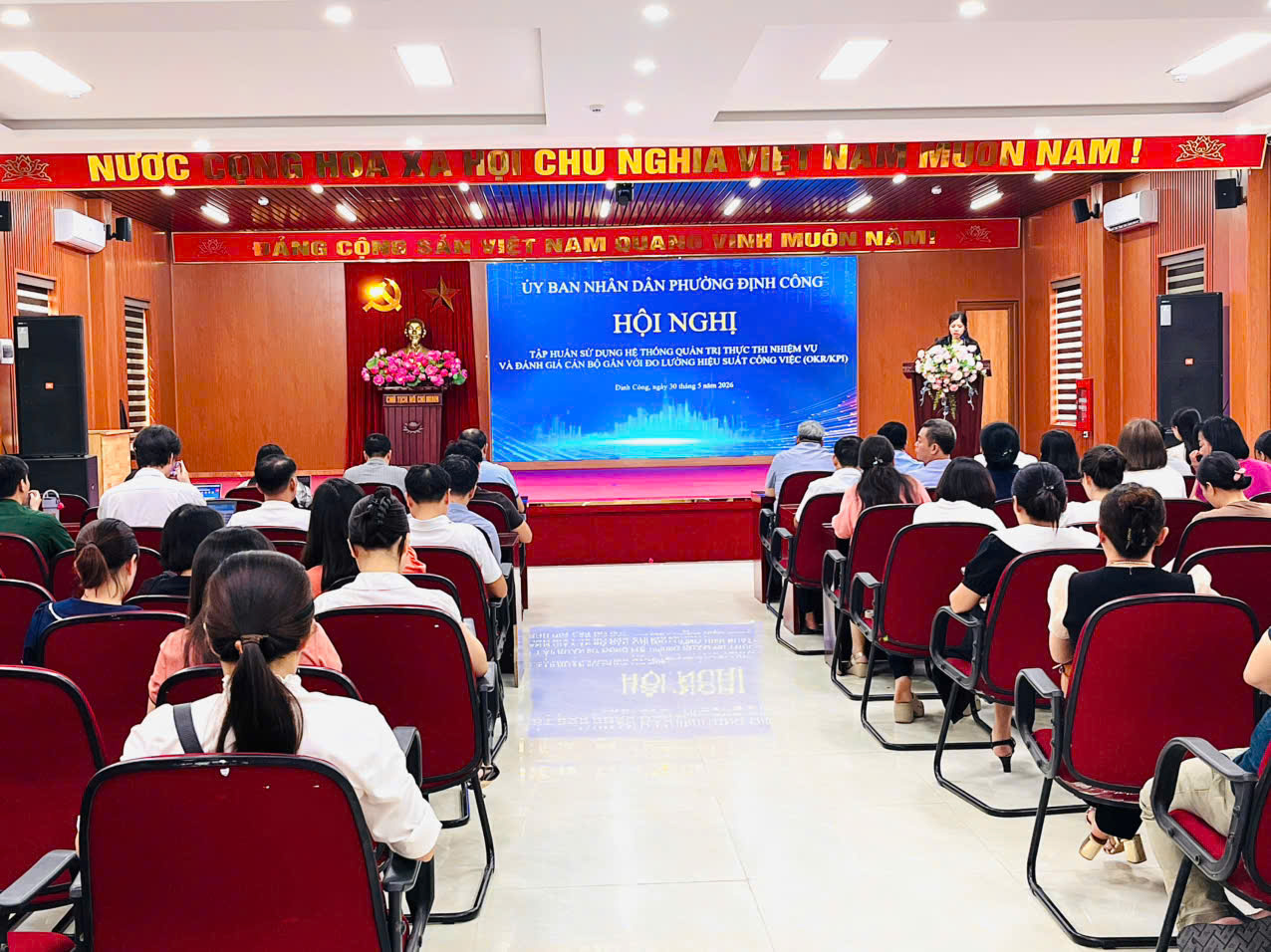 Phường Định Công đẩy mạnh ứng dụng HanoiWork, chuẩn hóa quản trị công việc theo phương pháp OKR/KPI