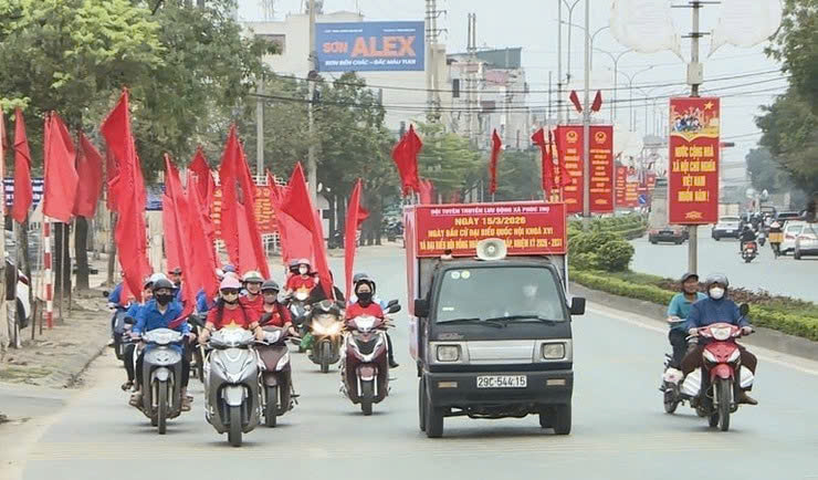 Xã Phúc Thọ đẩy mạnh tuyên truyền lưu động, tạo khí thế hướng về ngày bầu cử 15-3