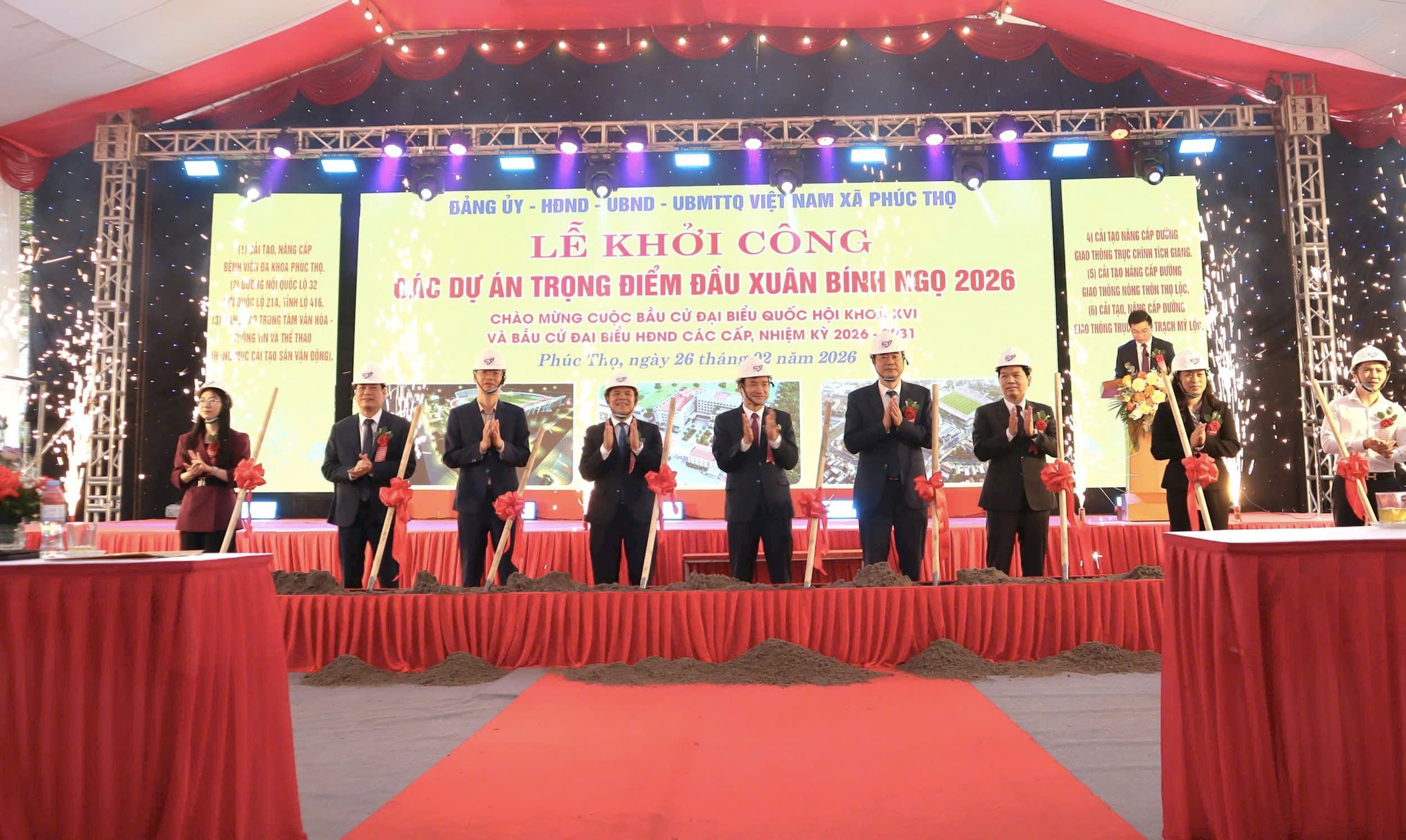 Xã Phúc Thọ khởi công 6 dự án trọng điểm hơn 1.100 tỷ đồng đầu xuân Bính Ngọ 2026