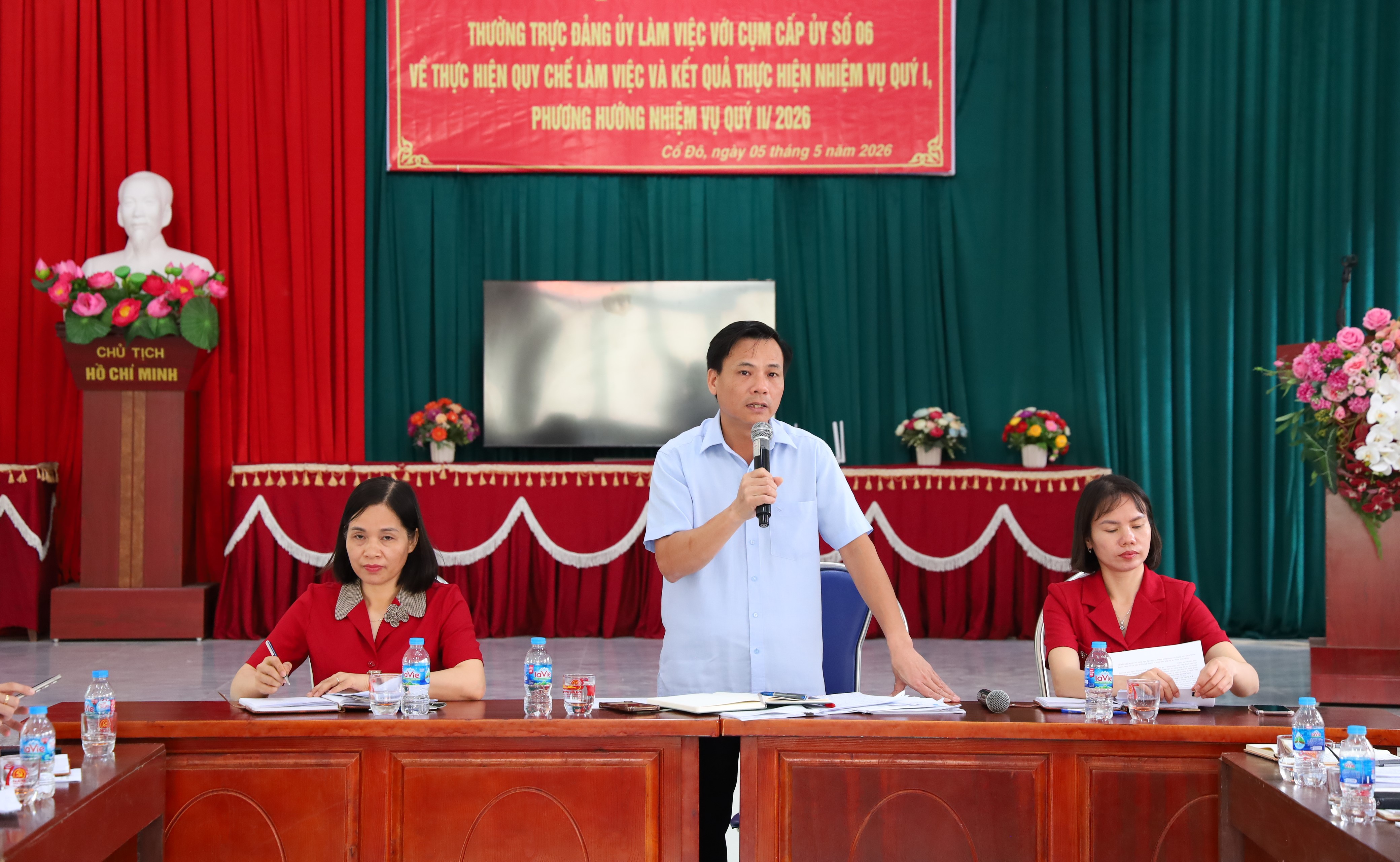 Đảng ủy xã Cổ Đô làm việc với Cụm cấp ủy số 06: Siết kỷ cương, nâng chất sinh hoạt chi bộ, thúc đẩy nhiệm vụ quý II-2026