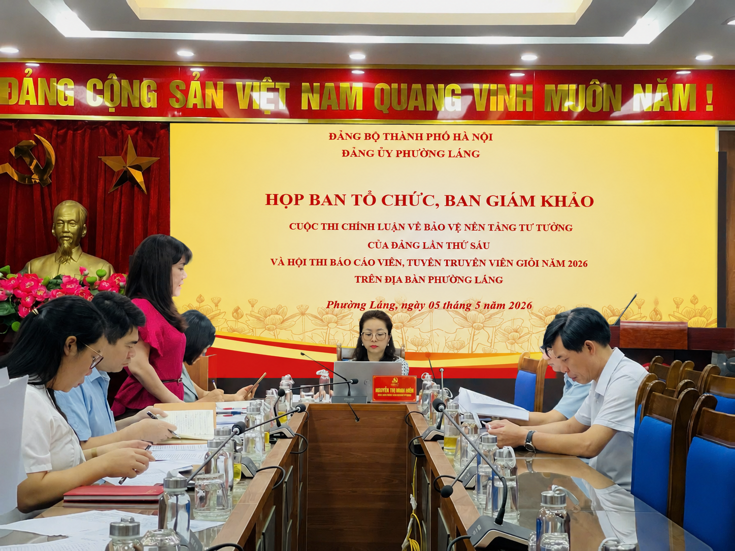 Phường Láng thống nhất tiêu chí chấm Cuộc thi chính luận và Hội thi báo cáo viên năm 2026, bảo đảm khách quan, thực chất