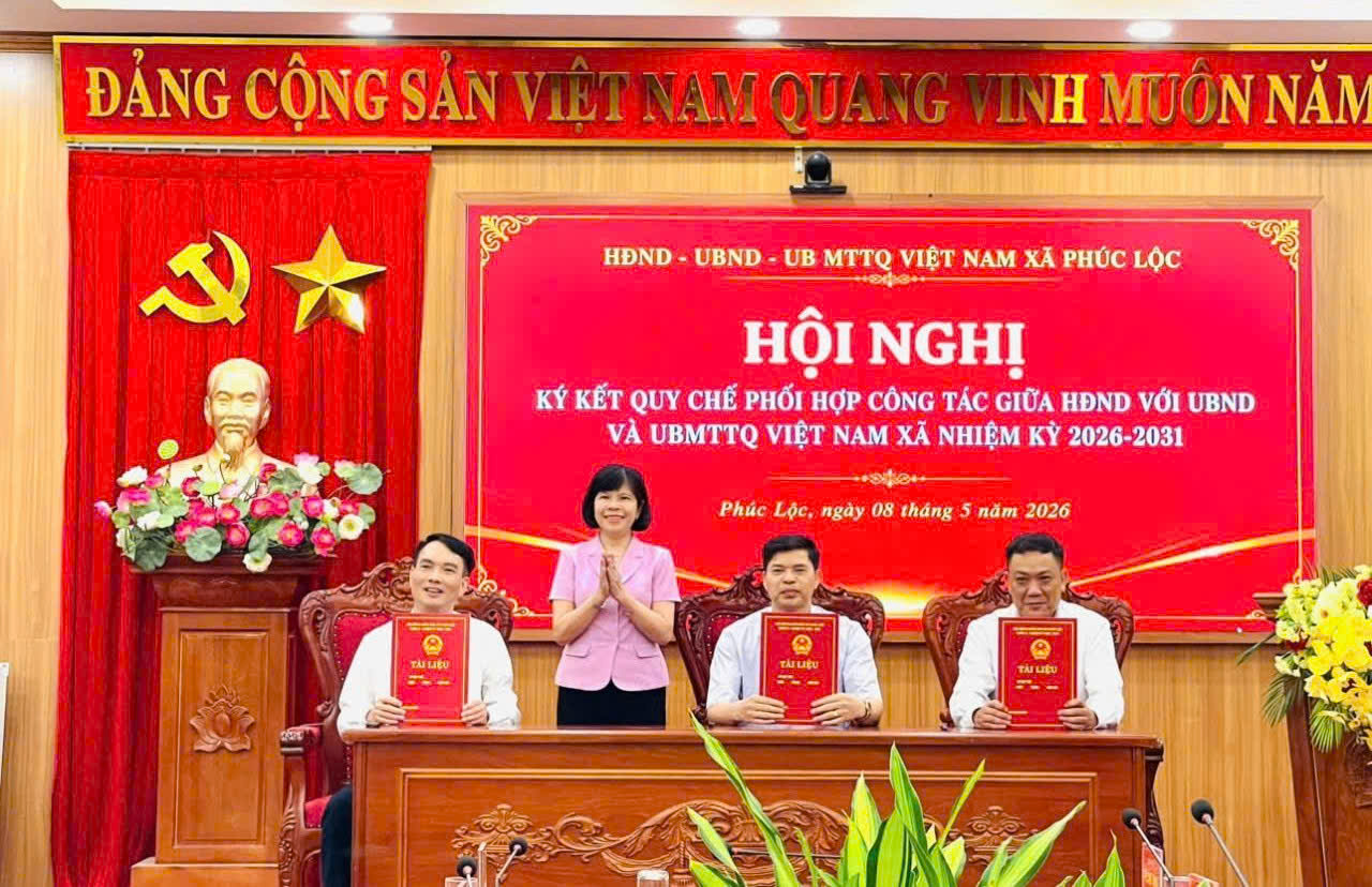 Xã Phúc Lộc ký kết Quy chế phối hợp công tác, nâng cao hiệu quả hoạt động của hệ thống chính trị nhiệm kỳ 2026-2031