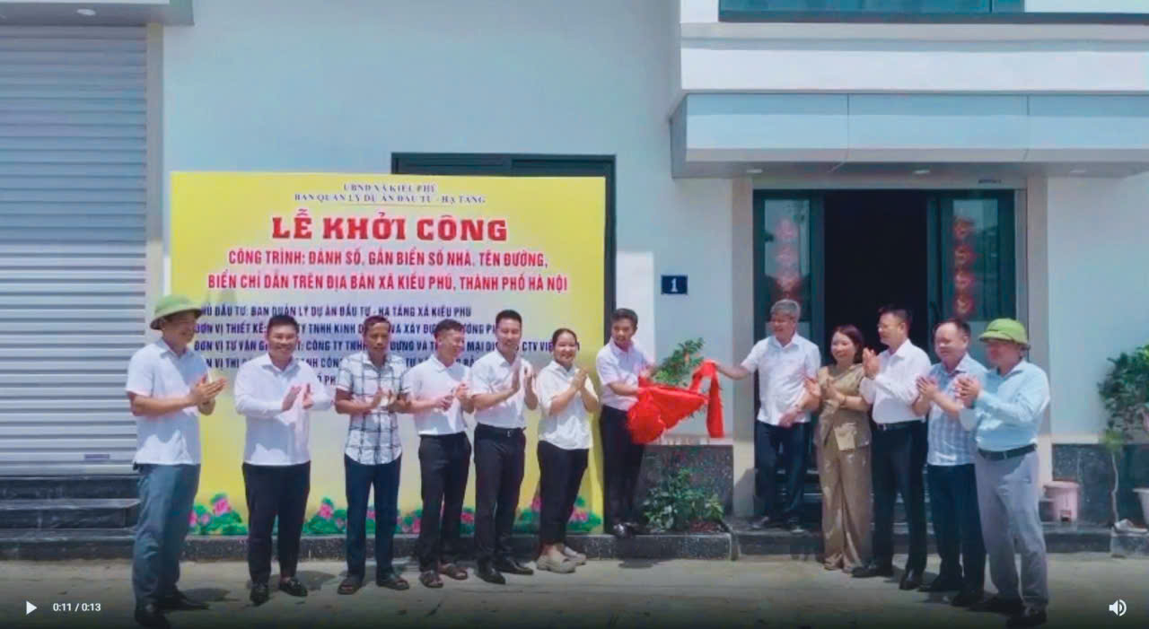 Xã Kiều Phú khởi công công trình gắn số nhà, tên đường, tạo nền tảng cho quản lý đô thị và chuyển đổi số