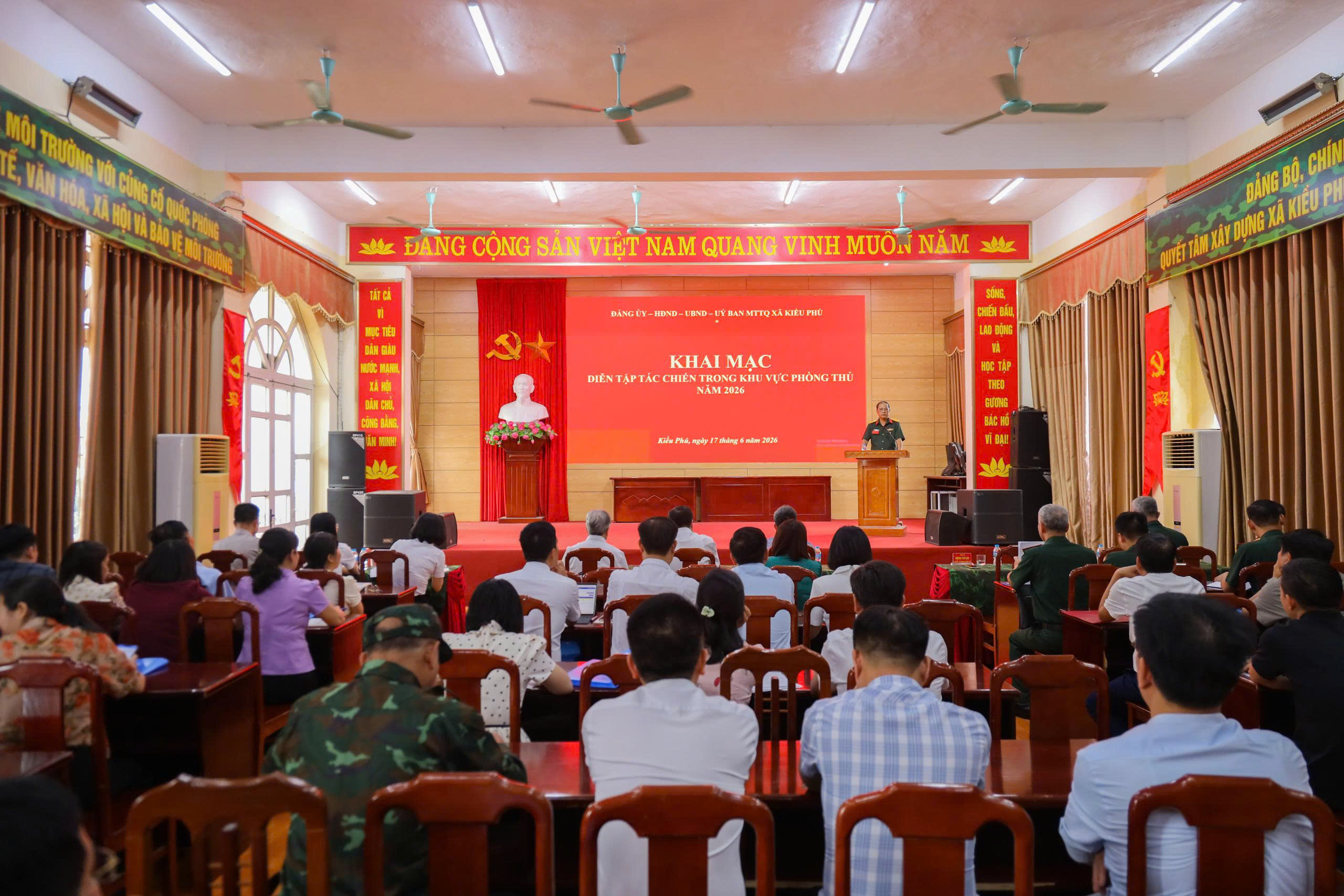 Xã Kiều Phú rà soát toàn diện công tác chuẩn bị diễn tập tác chiến trong khu vực phòng thủ năm 2026
