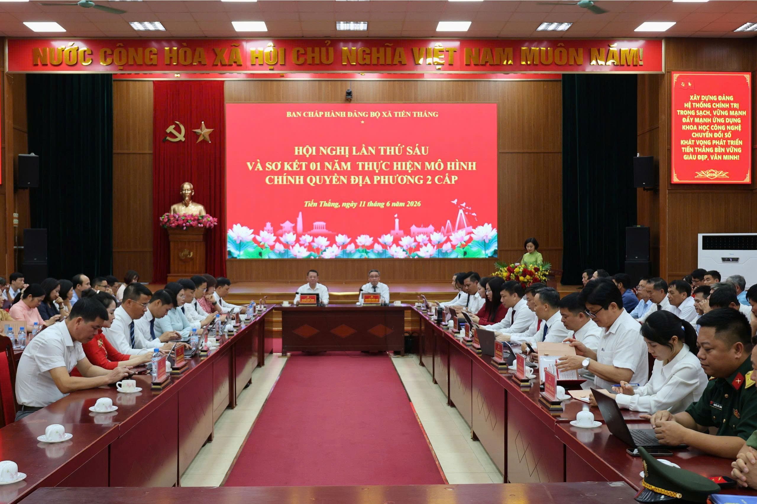 Đảng bộ xã Tiến Thắng sơ kết một năm vận hành mô hình chính quyền địa phương hai cấp