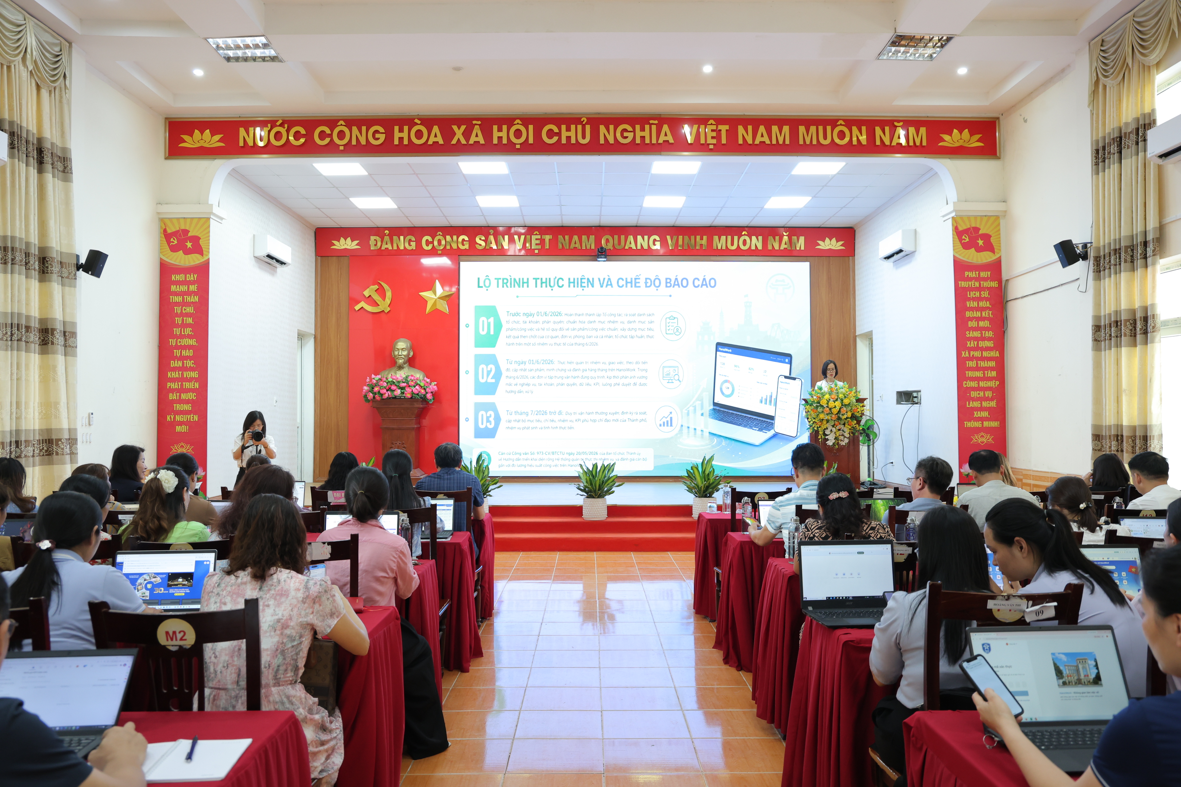 Xã Phú Nghĩa đẩy mạnh ứng dụng HanoiWork, nâng cao hiệu quả quản trị công việc bằng phương pháp OKR/KPI