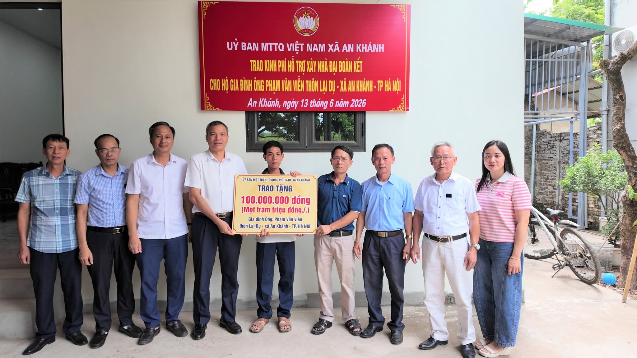 Xã An Khánh trao hỗ trợ xây dựng nhà Đại đoàn kết, tiếp thêm động lực cho hộ khó khăn