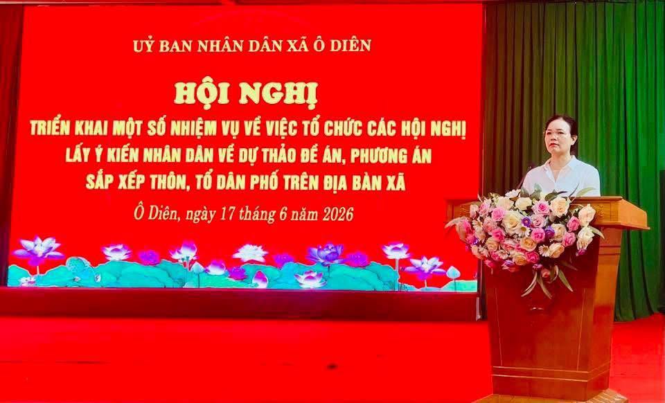 UBND xã Ô Diên lấy ý kiến nhân dân hoàn thiện phương án sắp xếp thôn, tổ dân phố