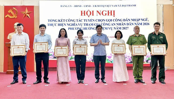 Xã Đại Thanh hoàn thành 100% chỉ tiêu tuyển quân năm 2026, khen thưởng nhiều tập thể, cá nhân tiêu biểu