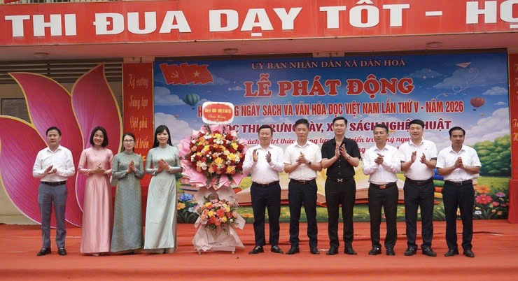 Xã Dân Hòa lan tỏa văn hóa đọc qua Hội thi xếp sách nghệ thuật năm 2026