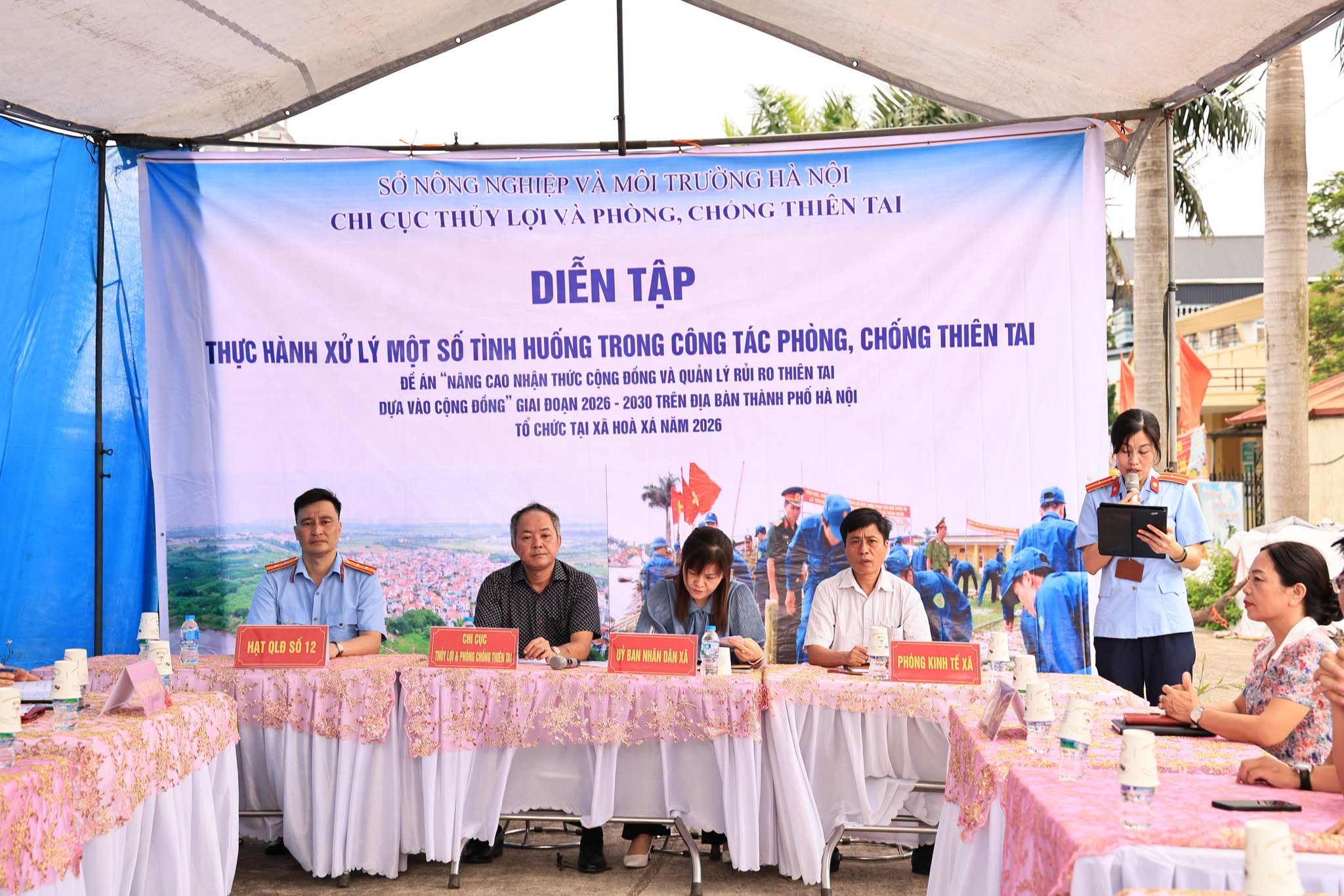 Xã Hoà Xá nâng cao năng lực ứng phó thiên tai qua diễn tập thực hành sát thực tế