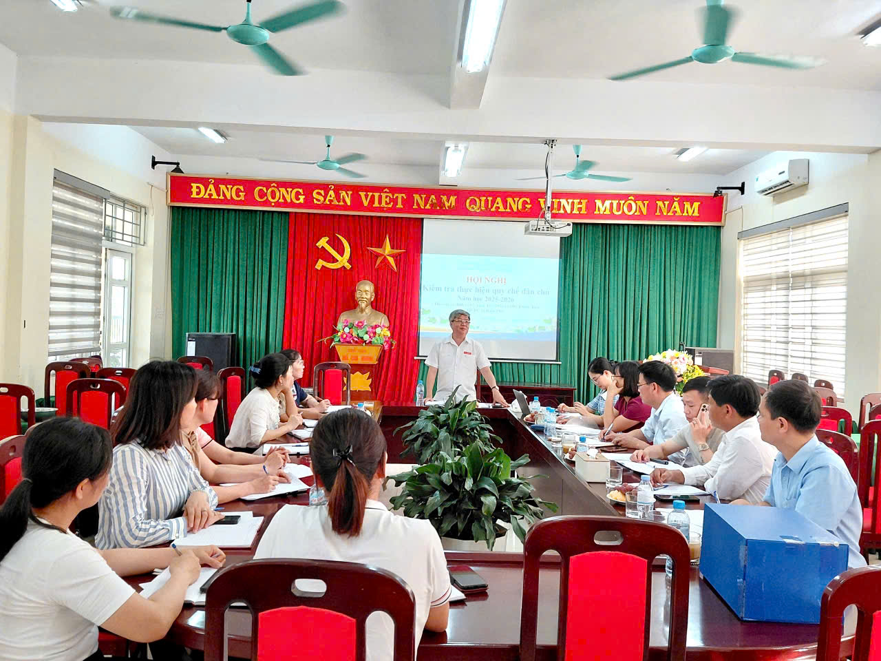 Xã Kiều Phú kiểm tra việc thực hiện Quy chế dân chủ tại Trường Mầm non Ngọc Liệp
