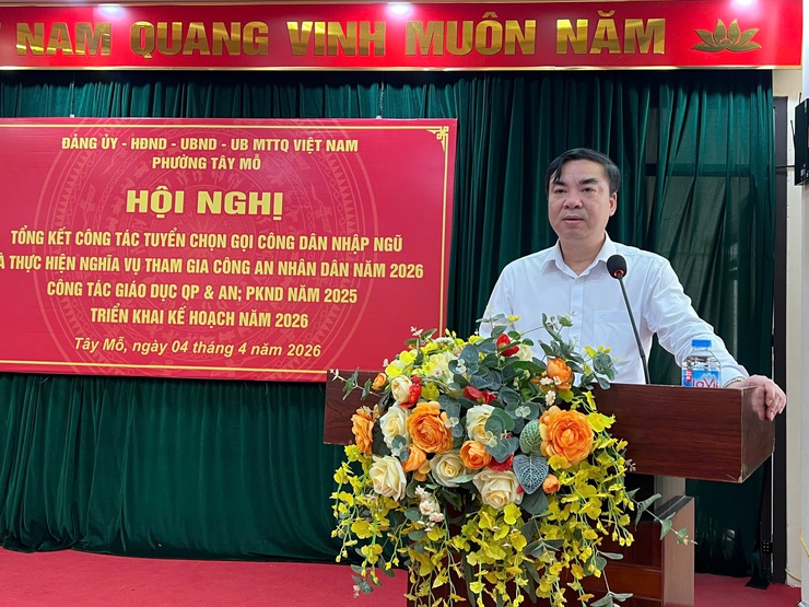 Phường Tây Mỗ hoàn thành 100% chỉ tiêu tuyển quân năm 2026, triển khai đồng bộ nhiệm vụ quốc phòng, quân sự địa phương