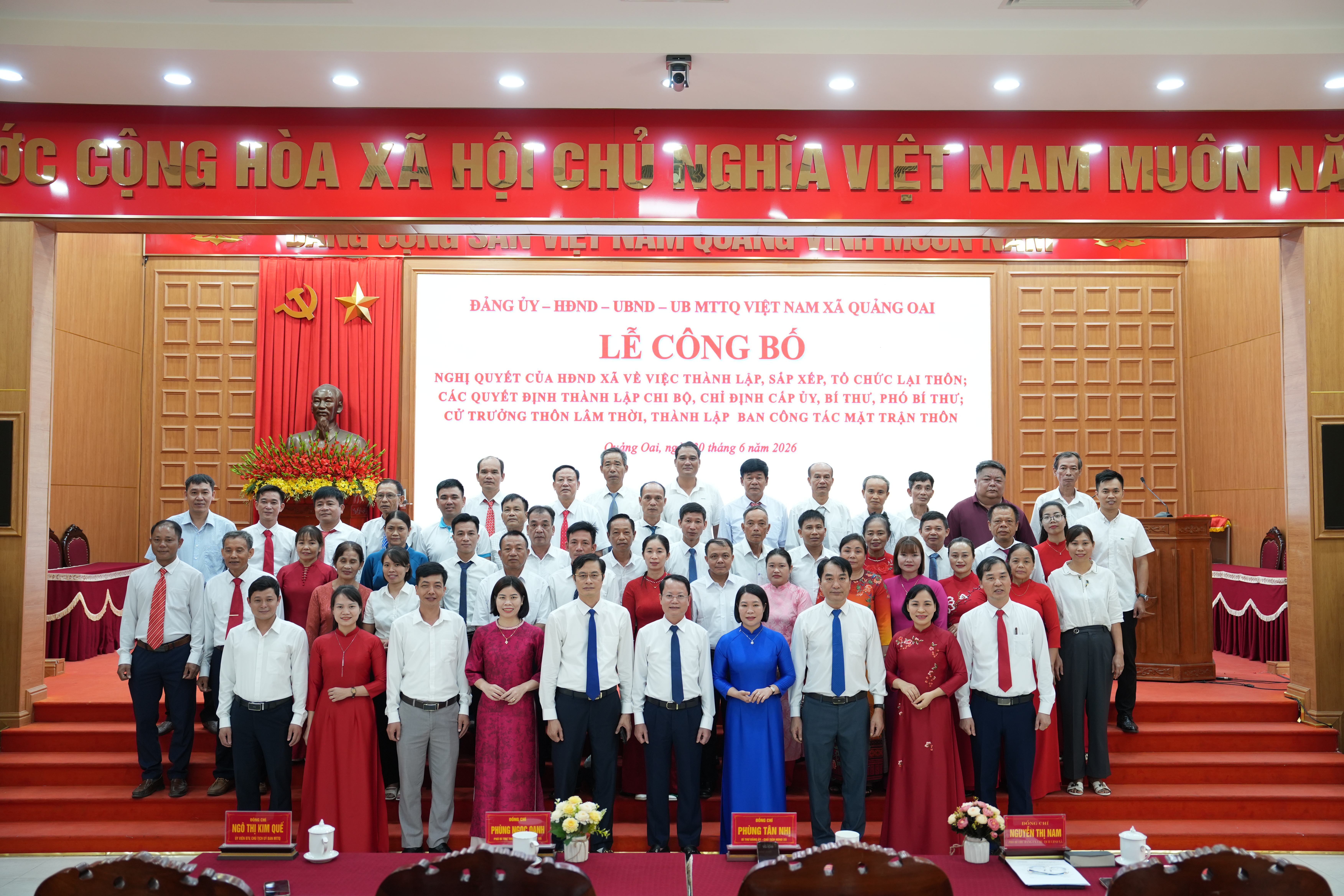 Xã Quảng Oai hoàn tất kiện toàn tổ chức thôn sau sắp xếp, sẵn sàng vận hành đồng bộ từ ngày 01-7-2026