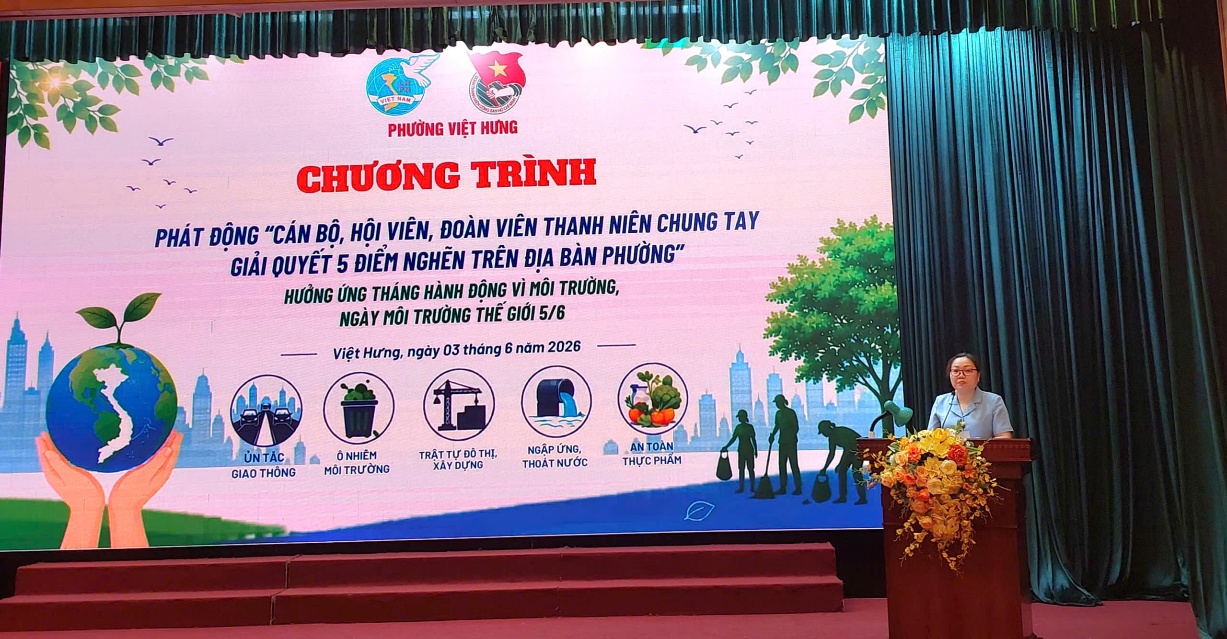 Phường Việt Hưng phát động phụ nữ, thanh niên chung tay tháo gỡ 5 “điểm nghẽn” dân sinh
