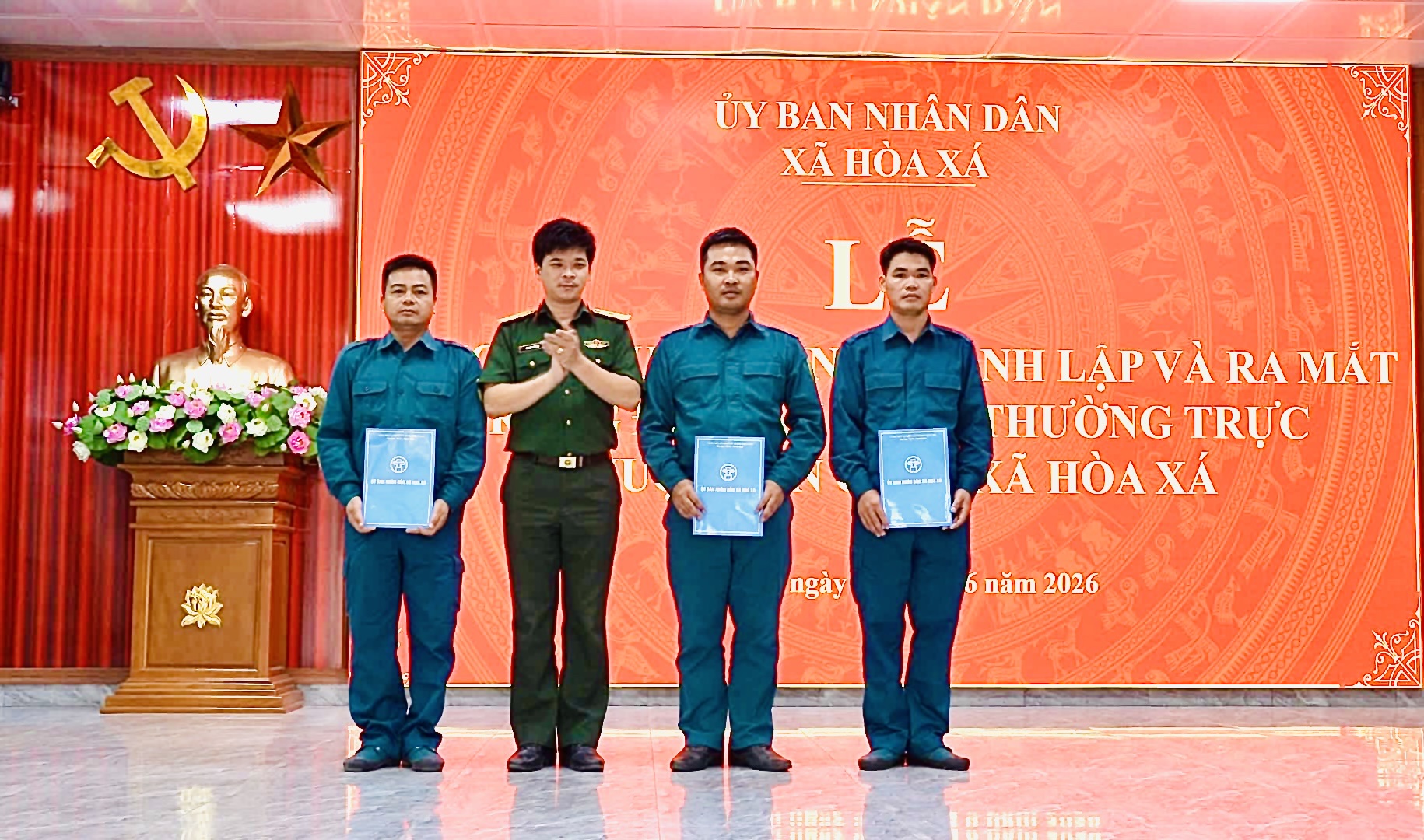 Xã Hòa Xá ra mắt Trung đội Dân quân Thường trực, nâng cao năng lực sẵn sàng chiến đấu ở cơ sở