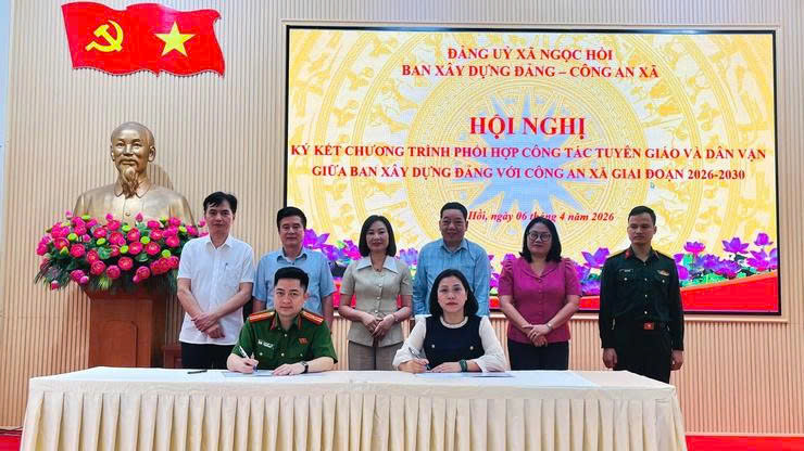 Đảng ủy xã Ngọc Hồi tăng cường liên kết các lực lượng, ký kết chương trình phối hợp công tác tuyên giáo, dân vận giai đoạn 2026-2030