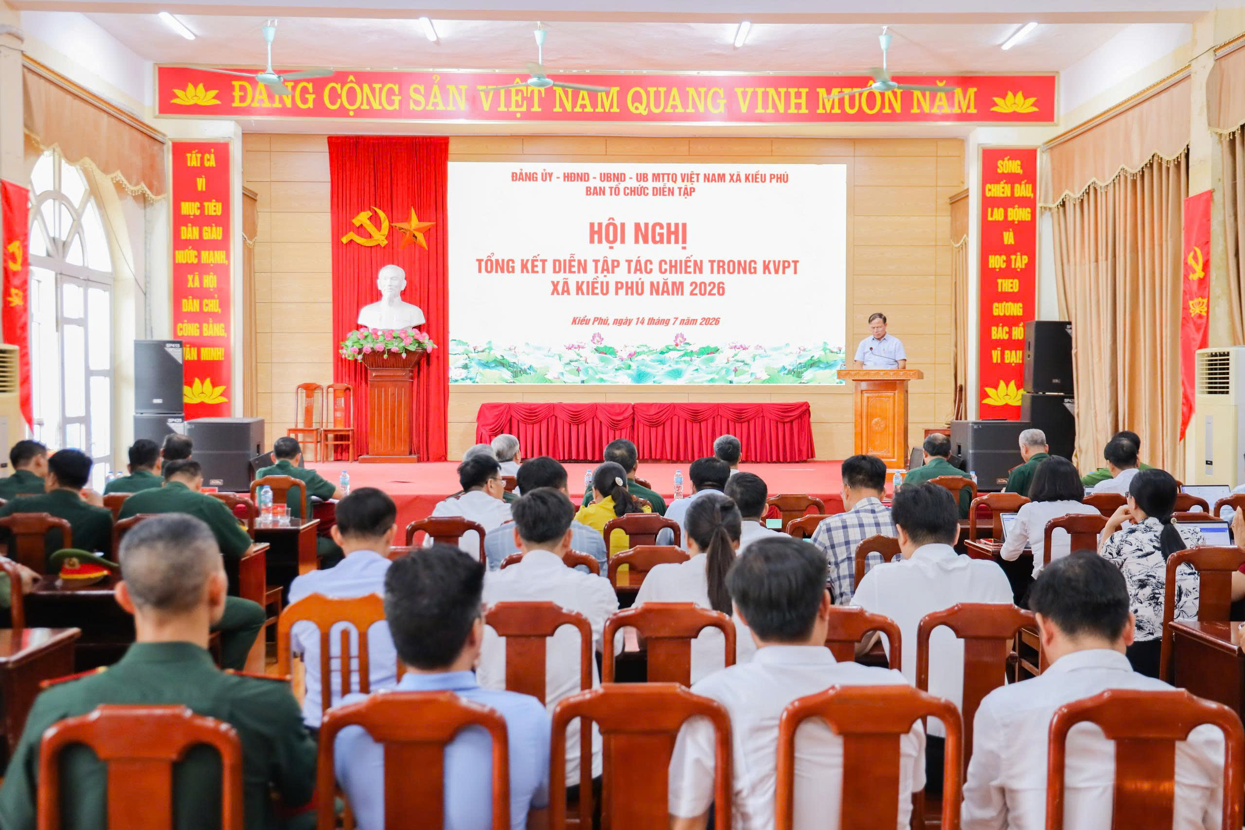 Xã Kiều Phú tổng kết diễn tập khu vực phòng thủ năm 2026, nâng cao năng lực sẵn sàng chiến đấu từ cơ sở
