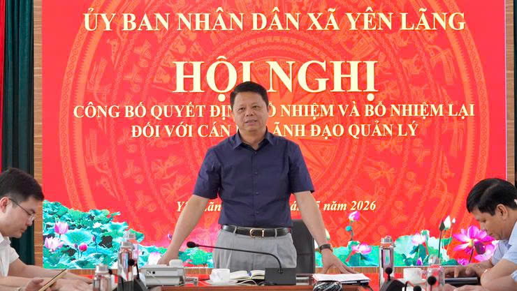 Xã Yên Lãng công bố quyết định bổ nhiệm, bổ nhiệm lại cán bộ lãnh đạo, quản lý