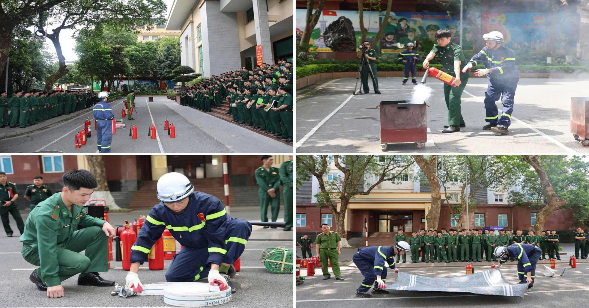 Cơ quan Bộ Tư lệnh Bộ đội Biên phòng tại phường Cửa Nam, thành phố Hà Nội tăng cường huấn luyện kỹ năng phòng cháy, chữa cháy và cứu nạn, cứu hộ cho cán bộ, chiến sĩ