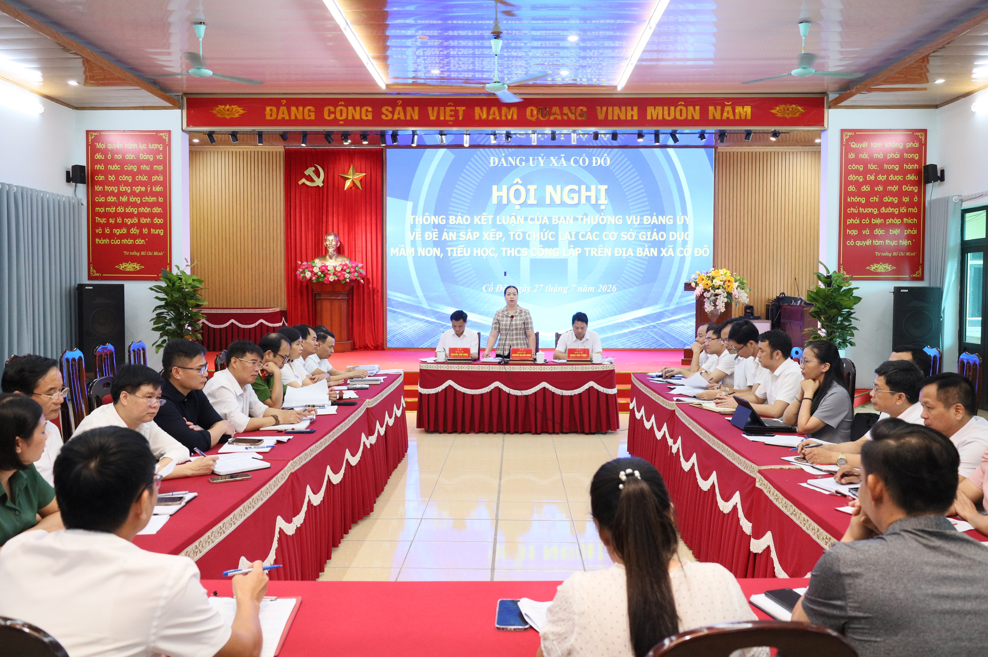 Đảng bộ xã Cổ Đô thống nhất phương án tổ chức lại mạng lưới trường công lập, chuẩn bị điều kiện cho năm học mới