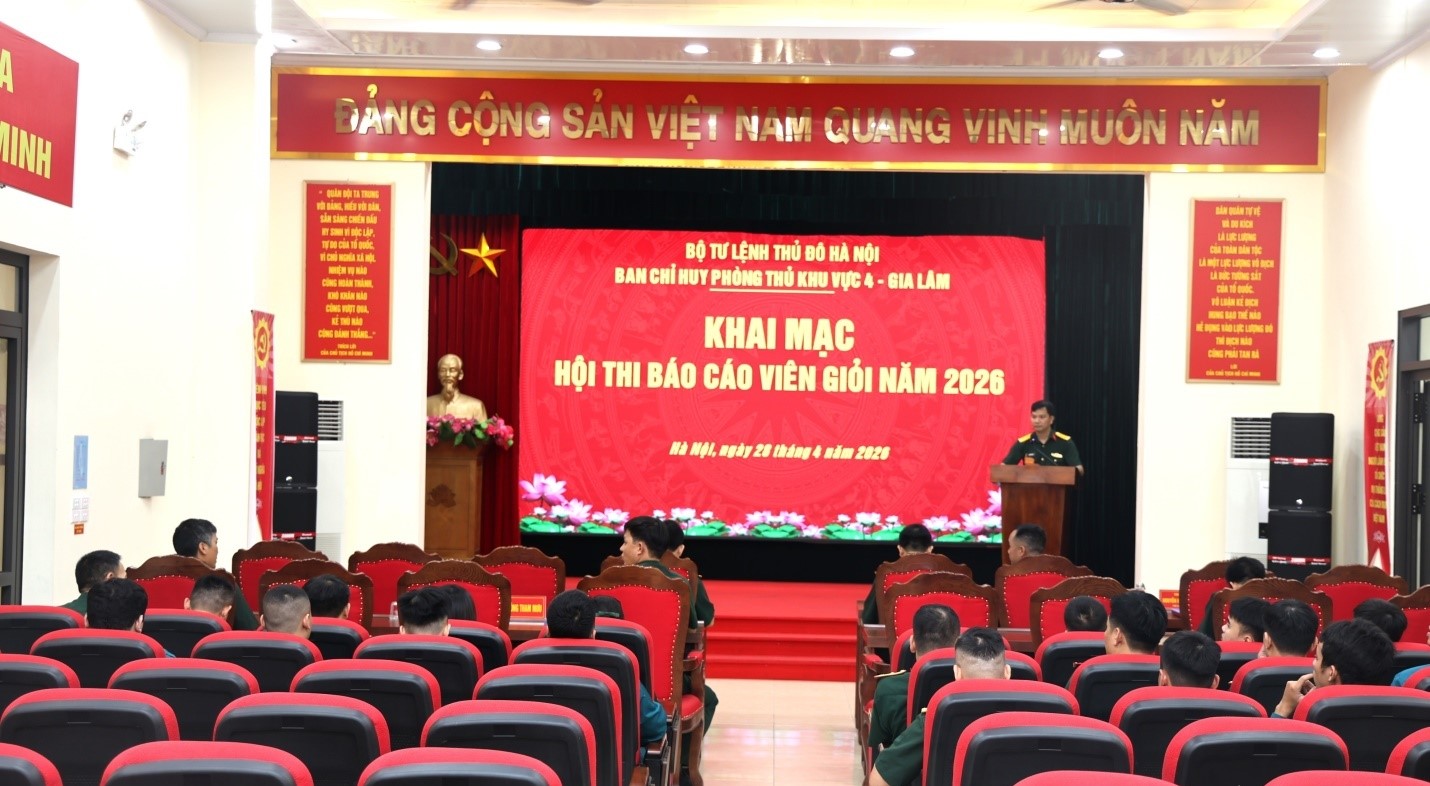 Ban Chỉ huy PTKV4-Gia Lâm nâng cao chất lượng tuyên truyền qua Hội thi Báo cáo viên giỏi năm 2026