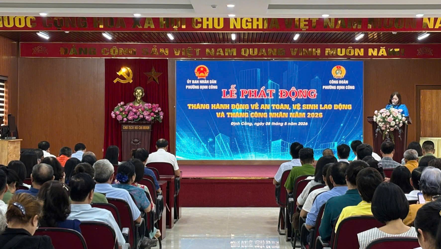 Phường Định Công phát động Tháng hành động về An toàn, Vệ sinh Lao động và Tháng Công nhân, lan tỏa trách nhiệm xây dựng môi trường làm việc an toàn