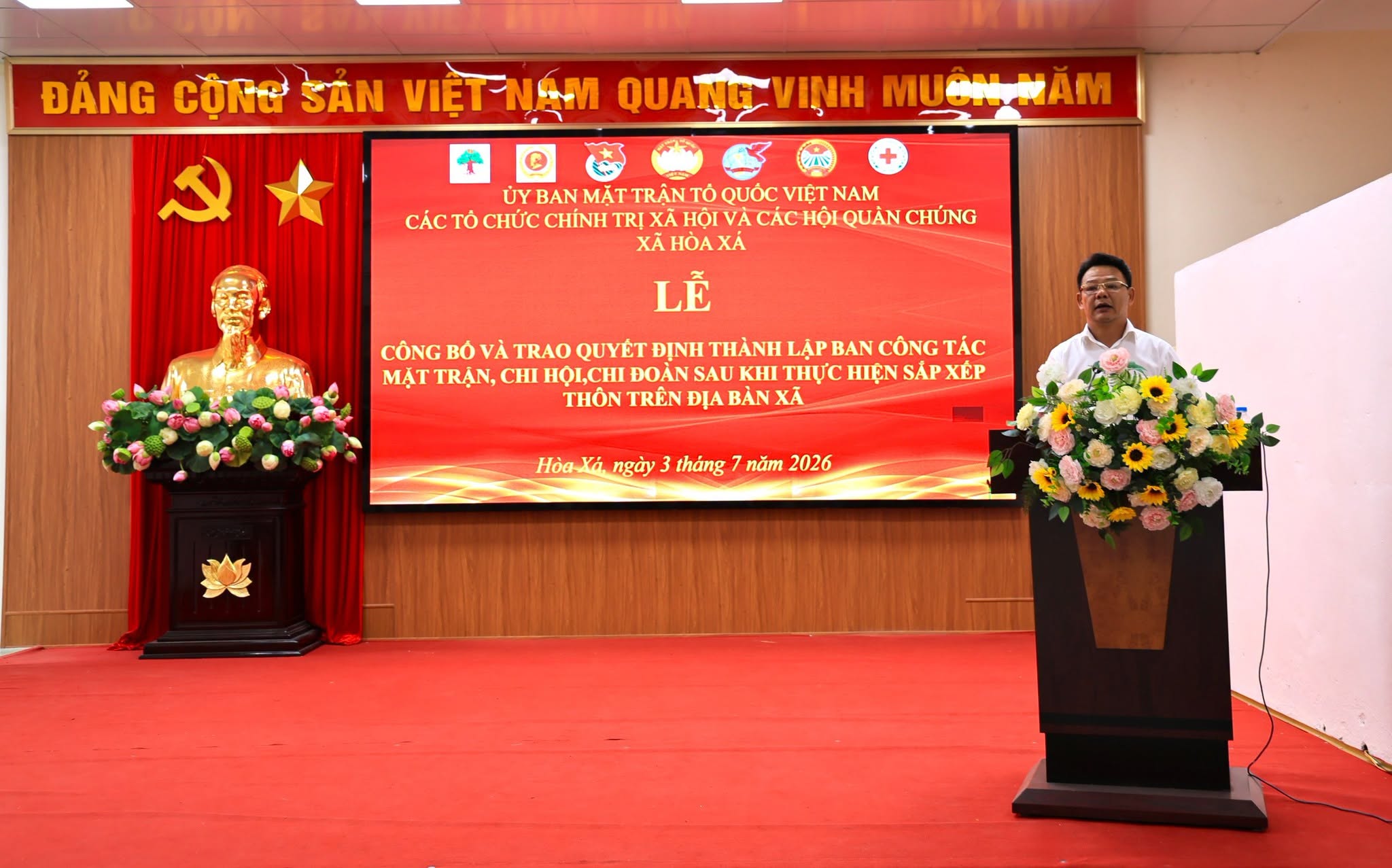 Xã Hòa Xá kiện toàn Ban Công tác Mặt trận, Chi hội, Chi đoàn sau sắp xếp thôn, củng cố hệ thống chính trị ở cơ sở