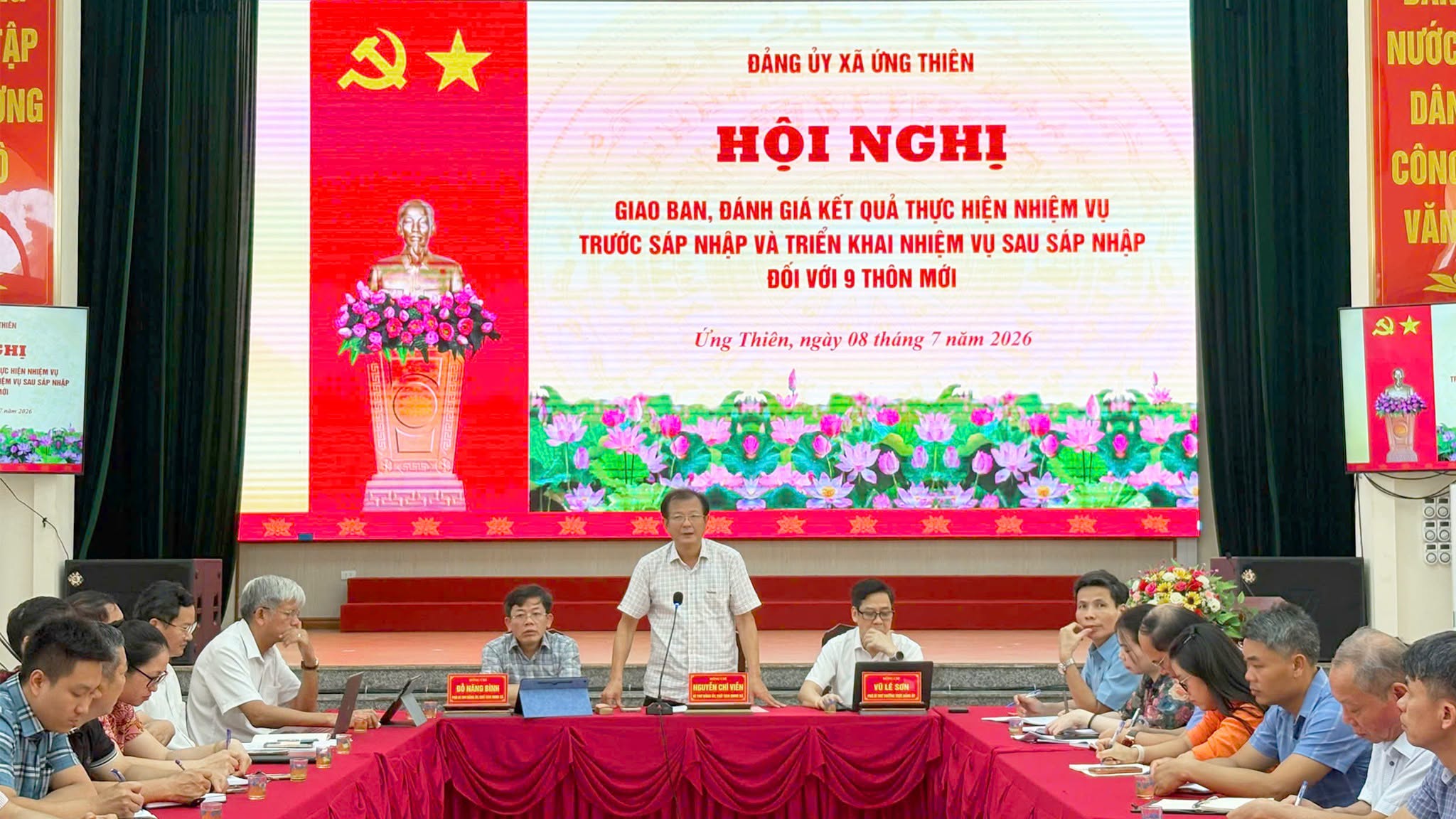 Xã Ứng Thiên thống nhất lộ trình bàn giao, kiện toàn hoạt động của 9 thôn mới sau sáp nhập