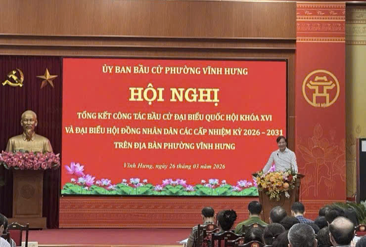 Phường Vĩnh Hưng tổng kết công tác bầu cử, phát huy kinh nghiệm tổ chức dân chủ, an toàn và hiệu quả