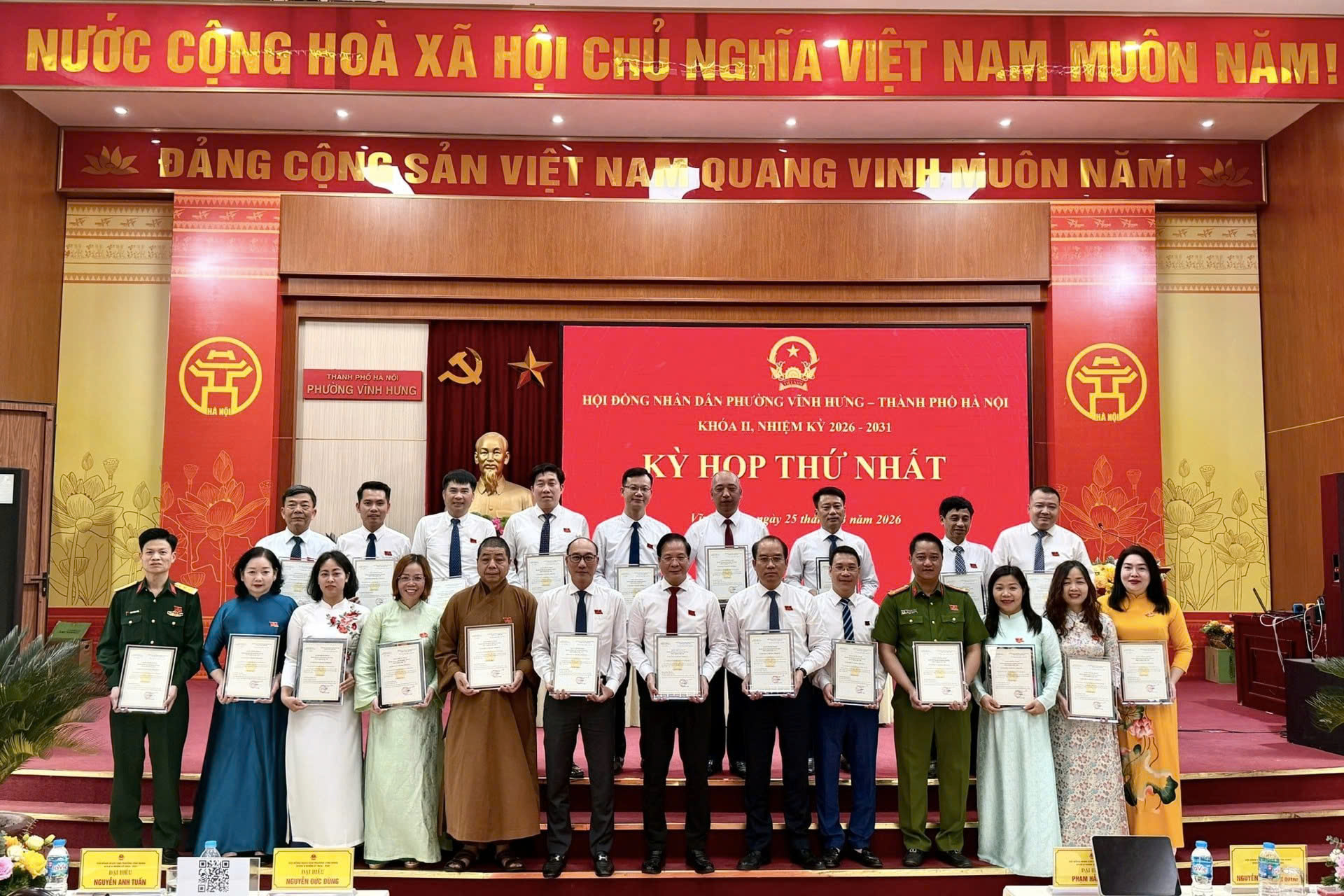 Phường Vĩnh Hưng kiện toàn bộ máy HĐND, UBND ngay sau kỳ họp đầu tiên của nhiệm kỳ 2026-2031