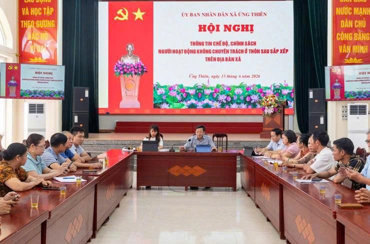 Xã Ứng Thiên thống nhất triển khai chính sách đối với cán bộ thôn sau sắp xếp tổ chức bộ máy