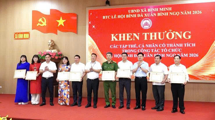 UBND xã Bình Minh tổng kết Lễ hội Bình Đà năm 2026, khen thưởng 38 tập thể, cá nhân tiêu biểu