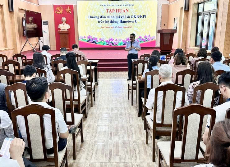 UBND xã Đại Thanh đẩy mạnh ứng dụng HanoiWork, nâng cao hiệu quả quản trị và đánh giá cán bộ theo OKR/KPI