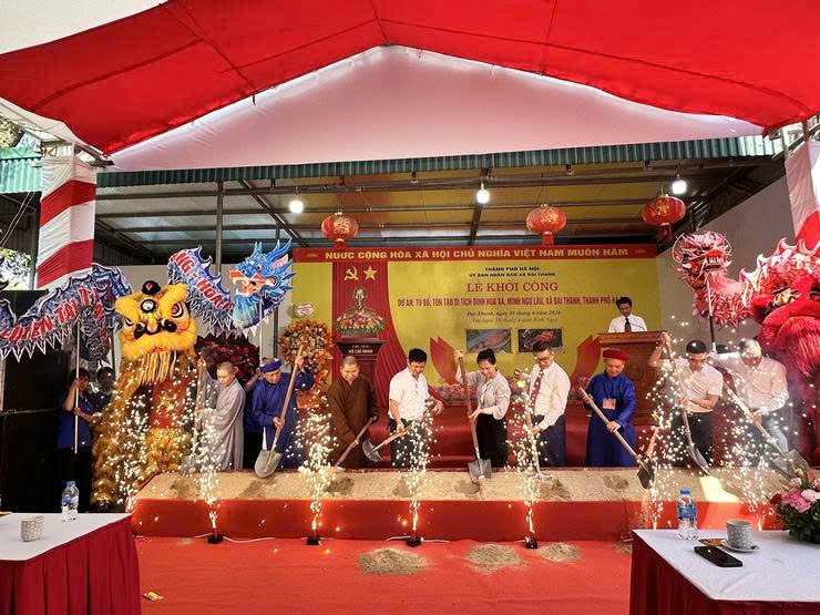 Xã Đại Thanh khởi công tu bổ 5 di tích, gìn giữ giá trị lịch sử và không gian văn hóa truyền thống